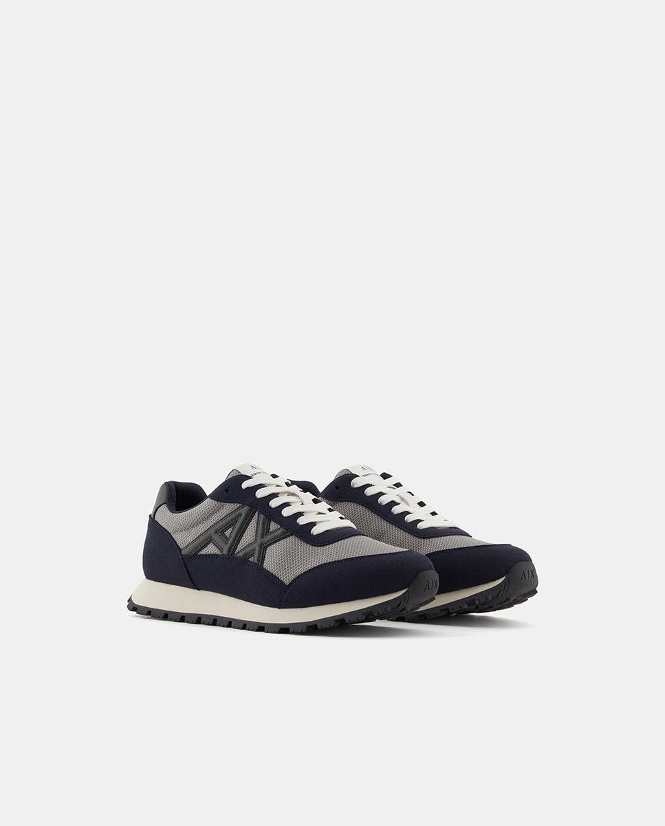 Sapatilhas Retro-Running com Combinação de Materiais e Logótipo Lateral Preto Ónix-5