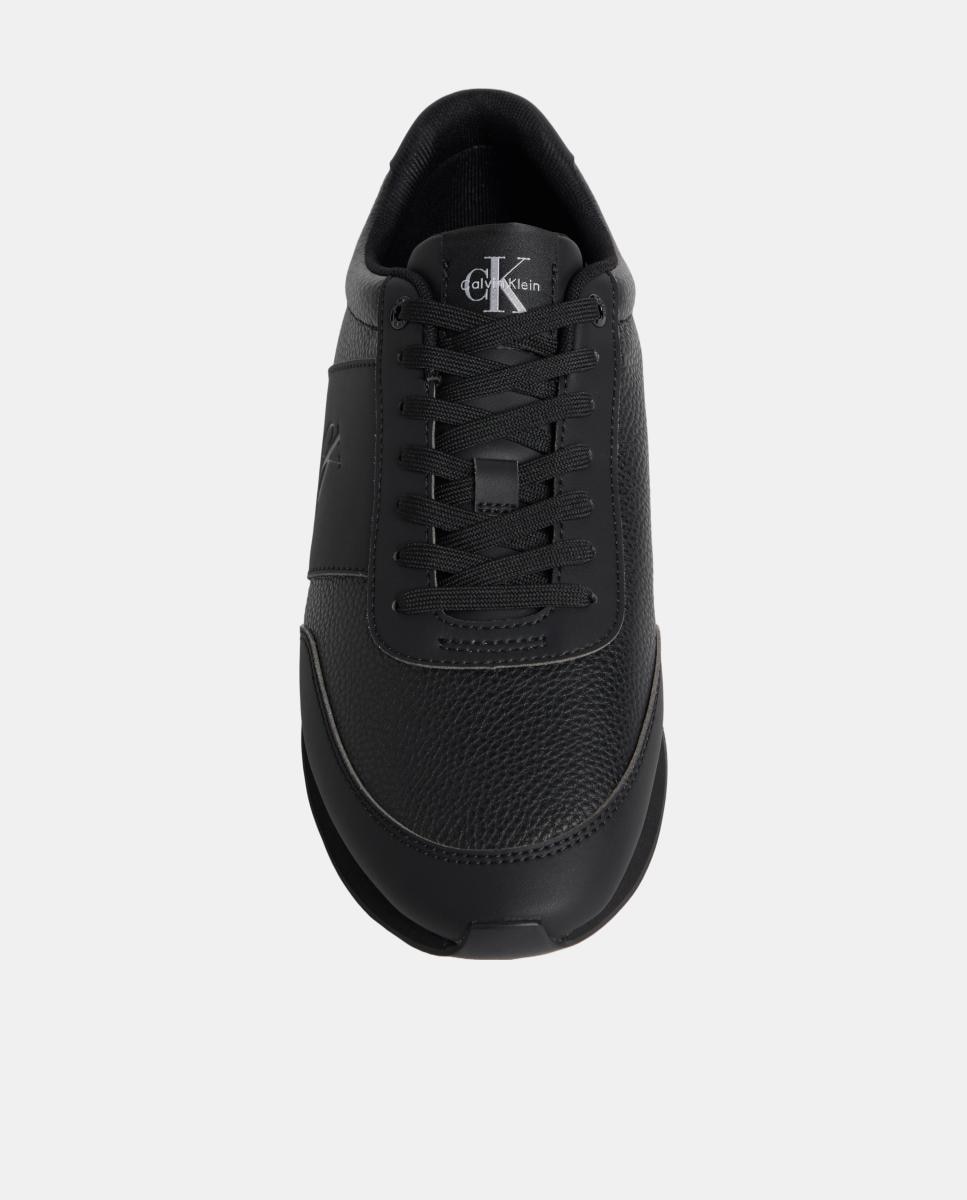 Zapatilla runner de piel calvin klein - Negro Negro-4