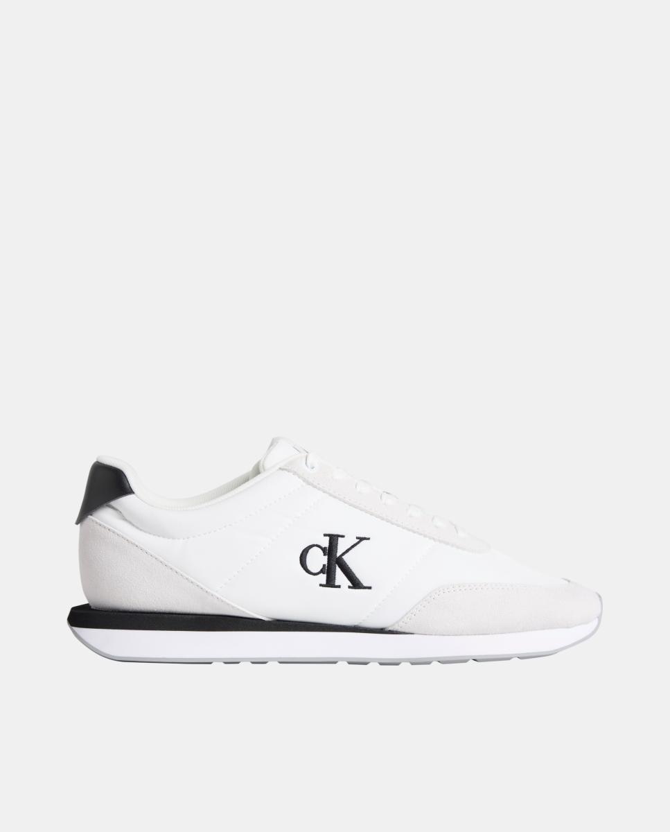 Zapatilla runner de ante y nylon calvin klein - Blanco Blanco-1