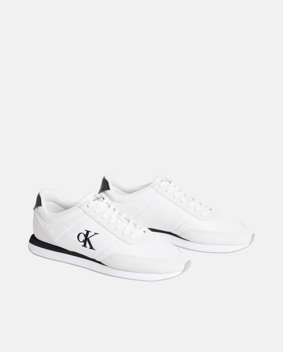 Zapatilla runner de ante y nylon calvin klein - Blanco Blanco-2