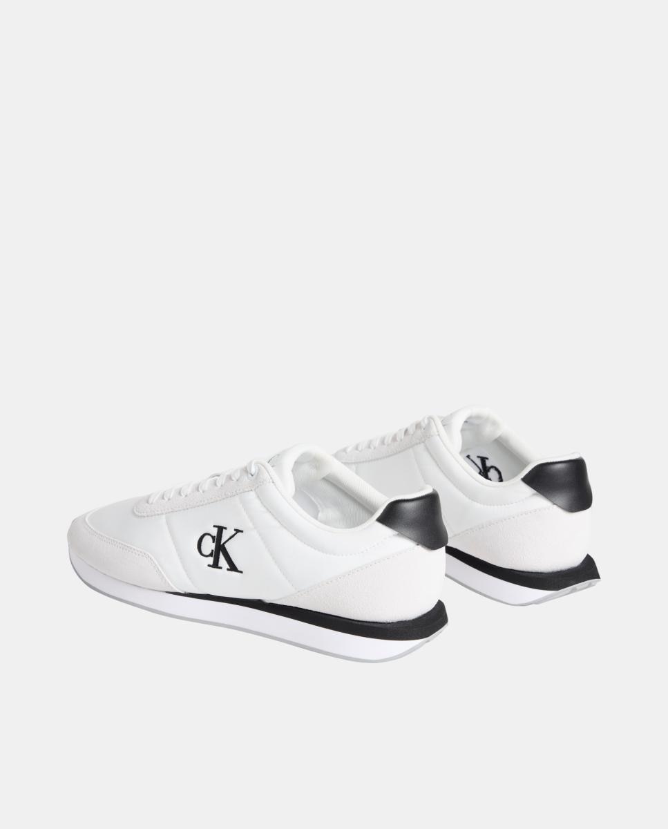 Zapatilla runner de ante y nylon calvin klein - Blanco Blanco-3