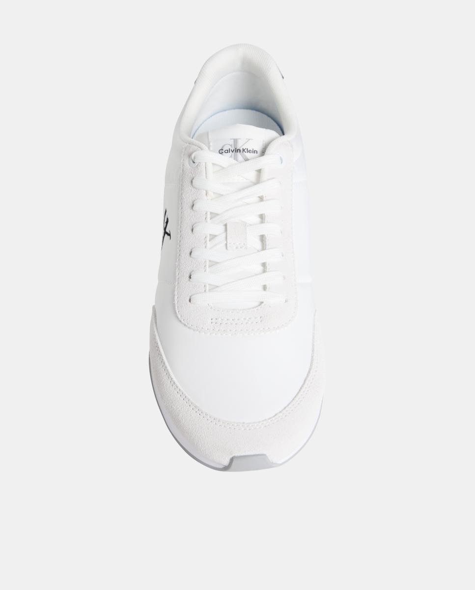Zapatilla runner de ante y nylon calvin klein - Blanco Blanco-4
