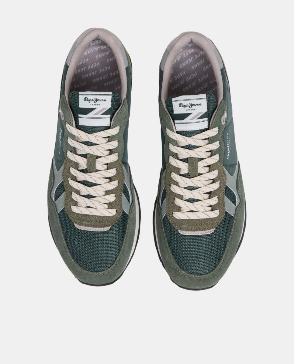 Sapatilhas de Estilo Retro com o Icónico Isótipo Lateral Verde-militar-3
