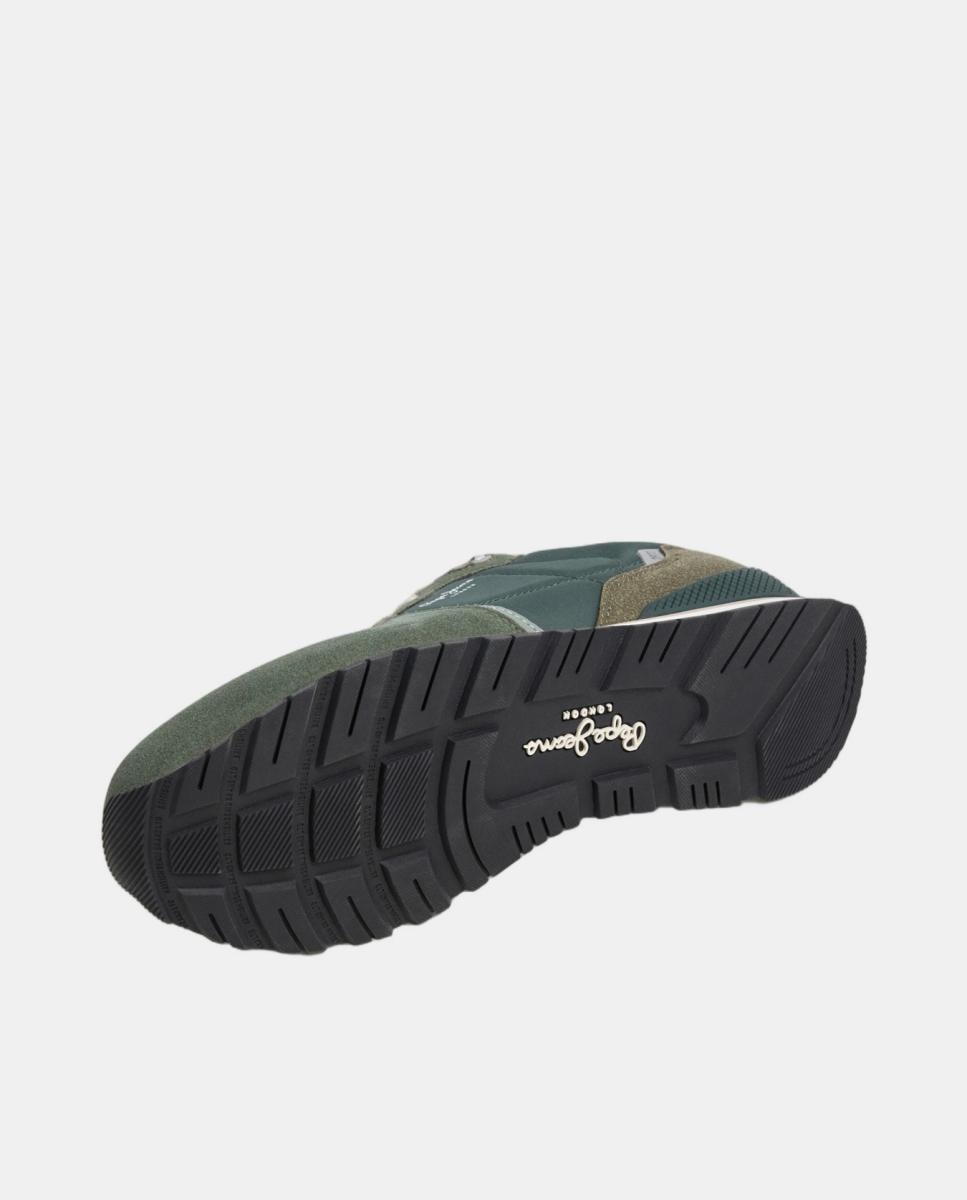 Sapatilhas de Estilo Retro com o Icónico Isótipo Lateral Verde-militar-4