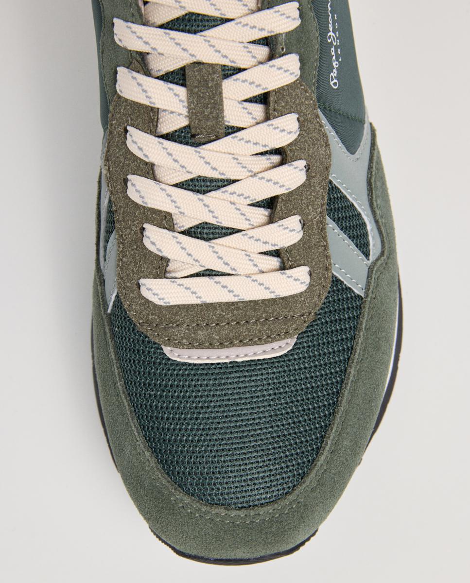 Sapatilhas de Estilo Retro com o Icónico Isótipo Lateral Verde-militar-5