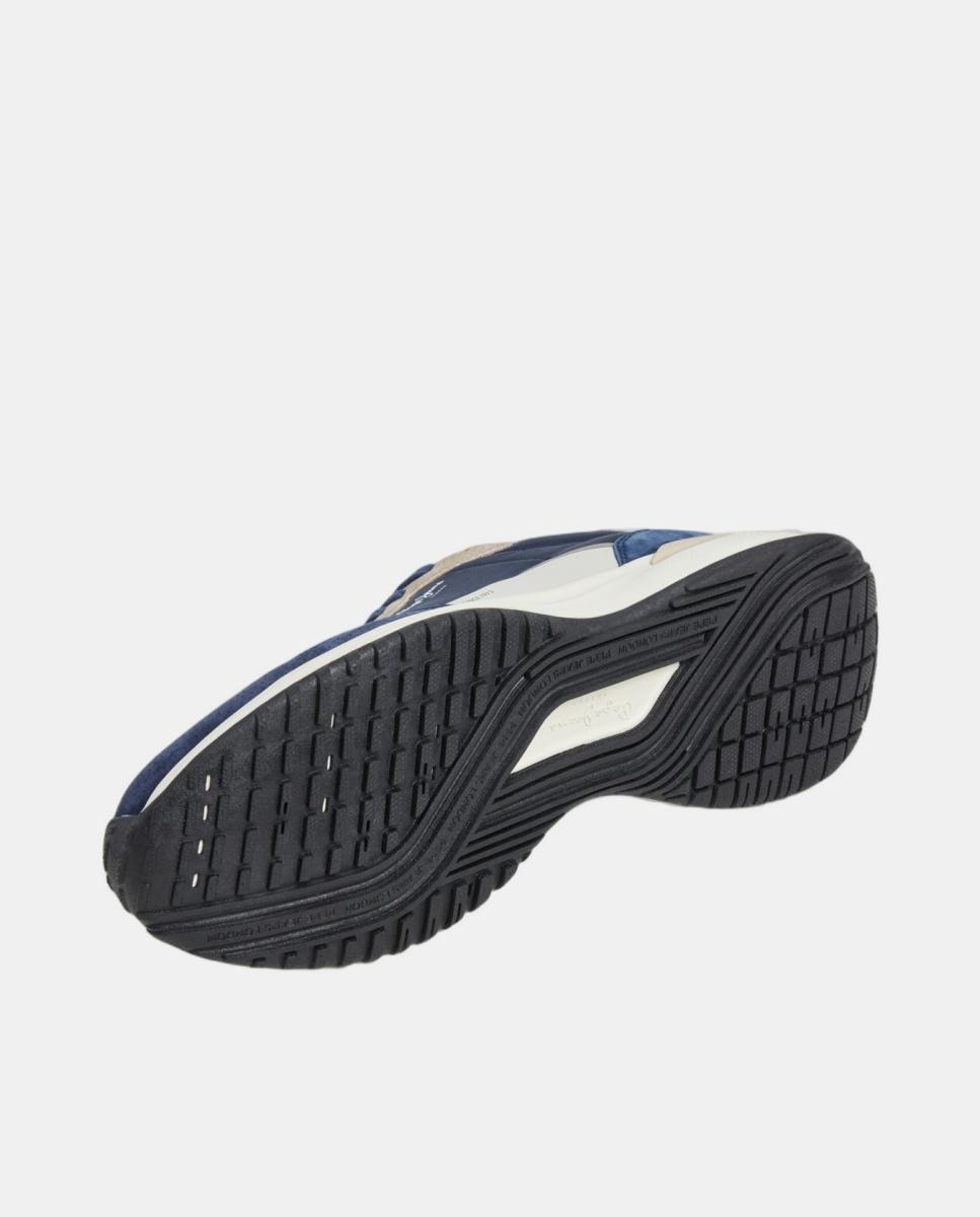 Sapatilhas Desportivas de Moda com Parte Superior de Pele em Combinações de Materiais e Cores Azul-marinho-6