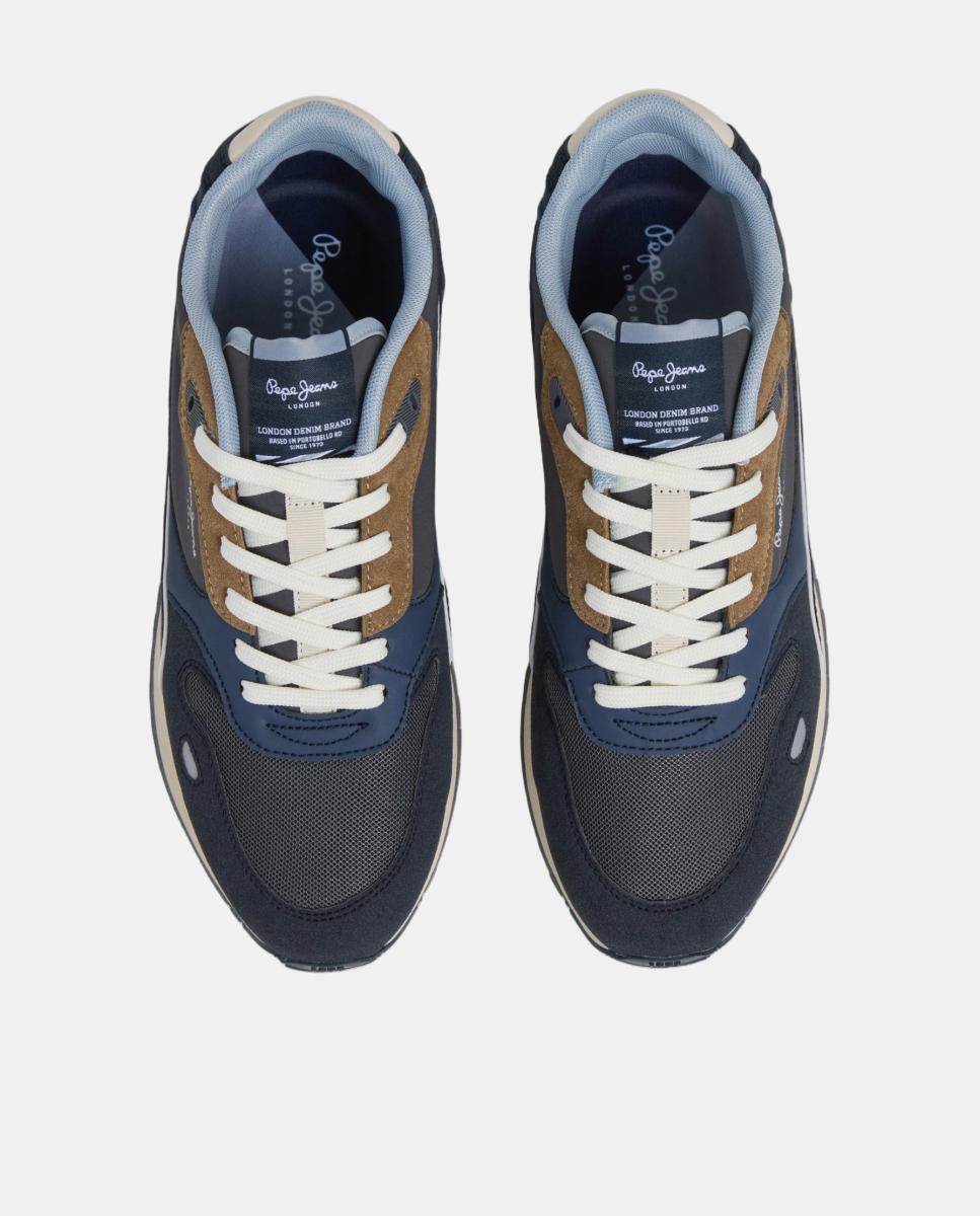 Zapatilla de estilo running con distintas combinaciones de materiales y colores - Pepe Jeans - Azul marino Azul marino-2