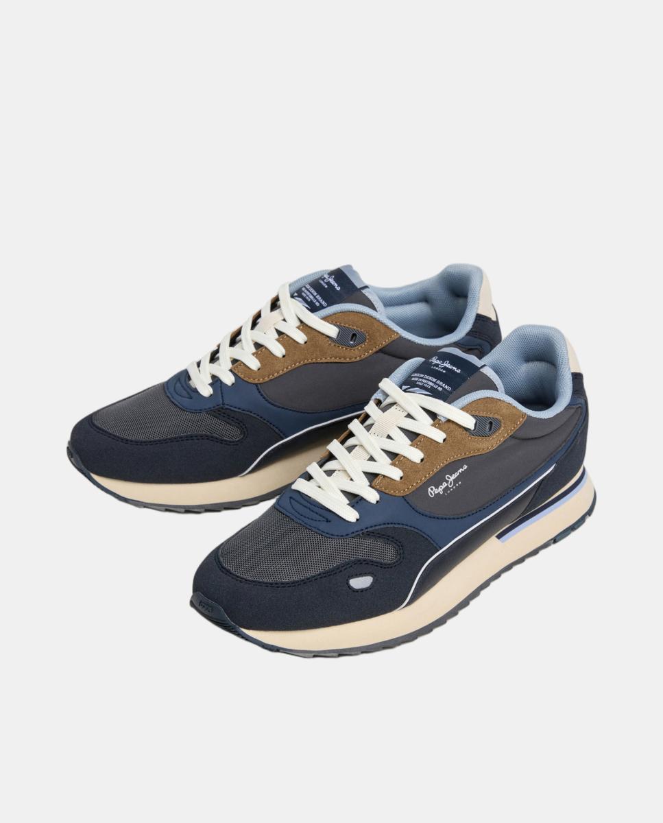 Zapatilla de estilo running con distintas combinaciones de materiales y colores - Pepe Jeans - Azul marino Azul marino-3