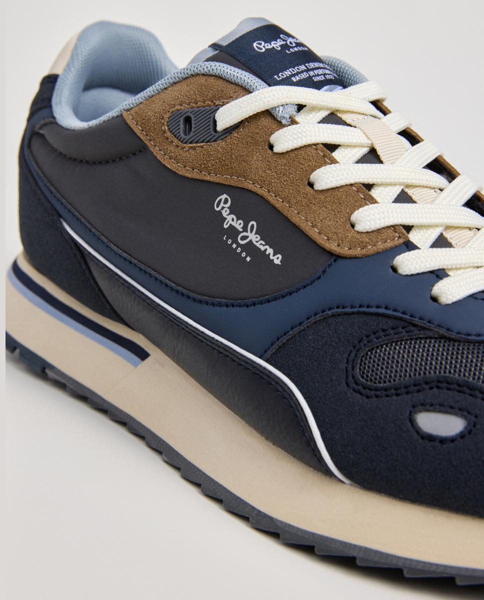 Zapatilla de estilo running con distintas combinaciones de materiales y colores - Pepe Jeans - Azul marino Azul marino-5