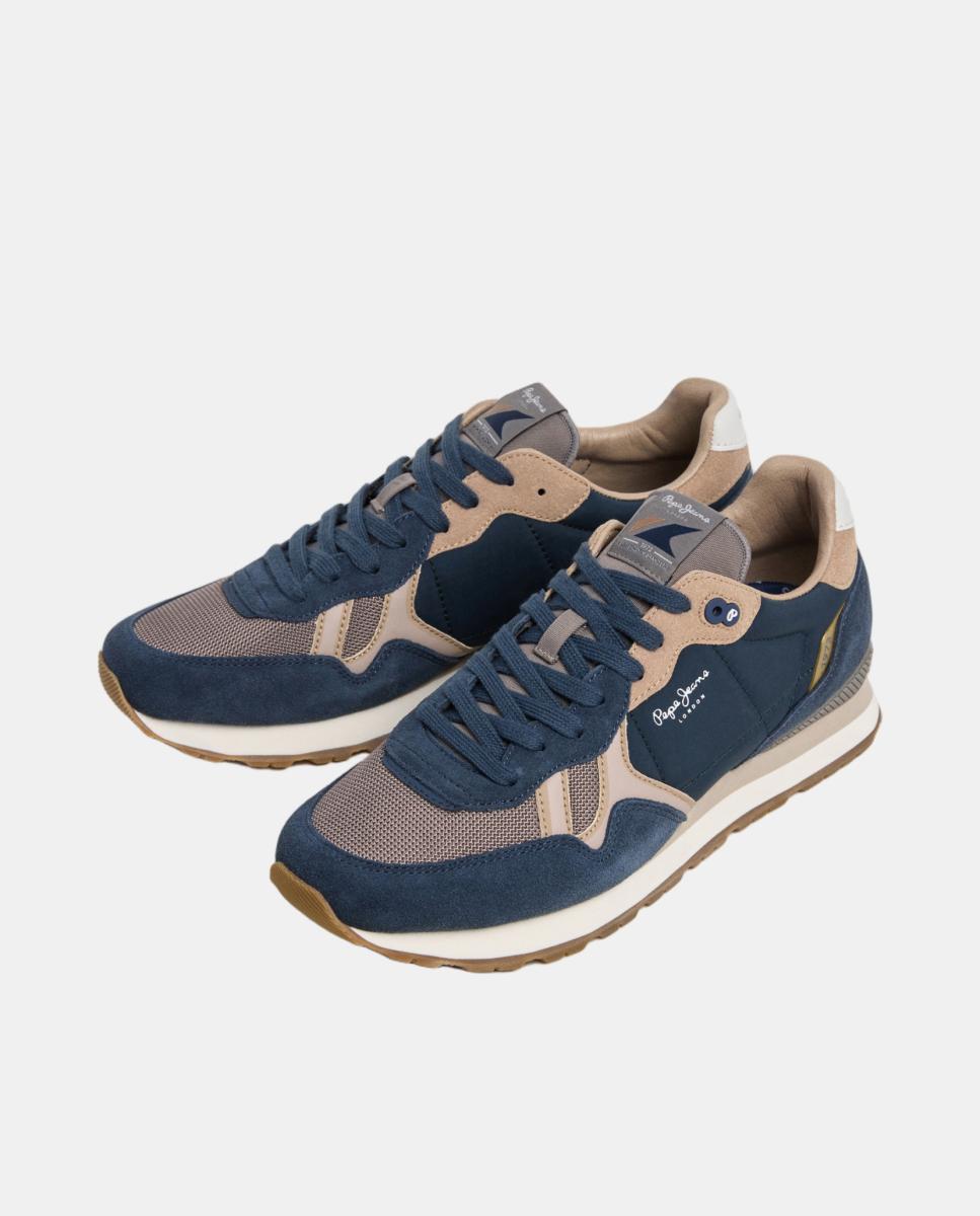 Zapatillas estilo retro con el icónico isotipo lateral - Pepe Jeans - Azul marino Azul marino-3