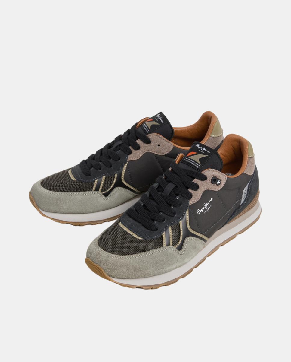 Sapatilhas de Estilo Retro com o Icónico Isótipo Lateral Cinzento-escuro-3