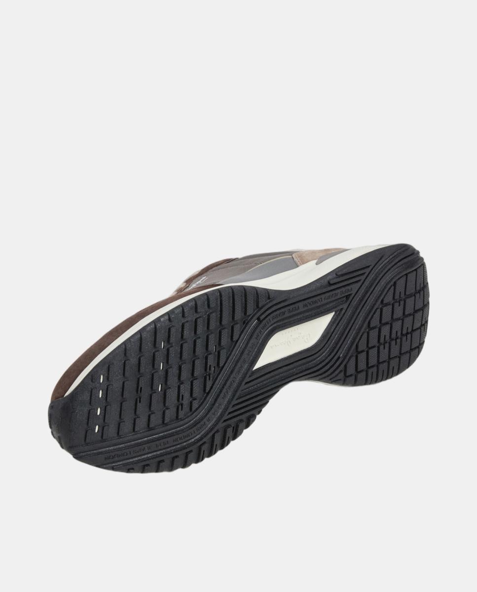 Sapatilhas Desportivas de Moda com Parte Superior de Pele em Combinações de Materiais e Cores Castanho-claro-6