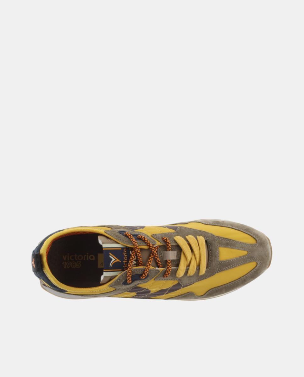 Sapatilhas Desportivas Unissexo de Nylon com Peças Coloridas e de Croute Amarelos-4