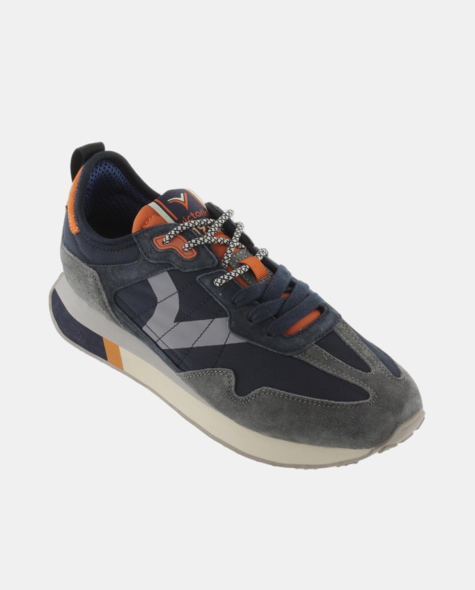 Zapatillas deportivas unisex de nylon con piezas de color y de serraje - Victoria - Azules Azules-2