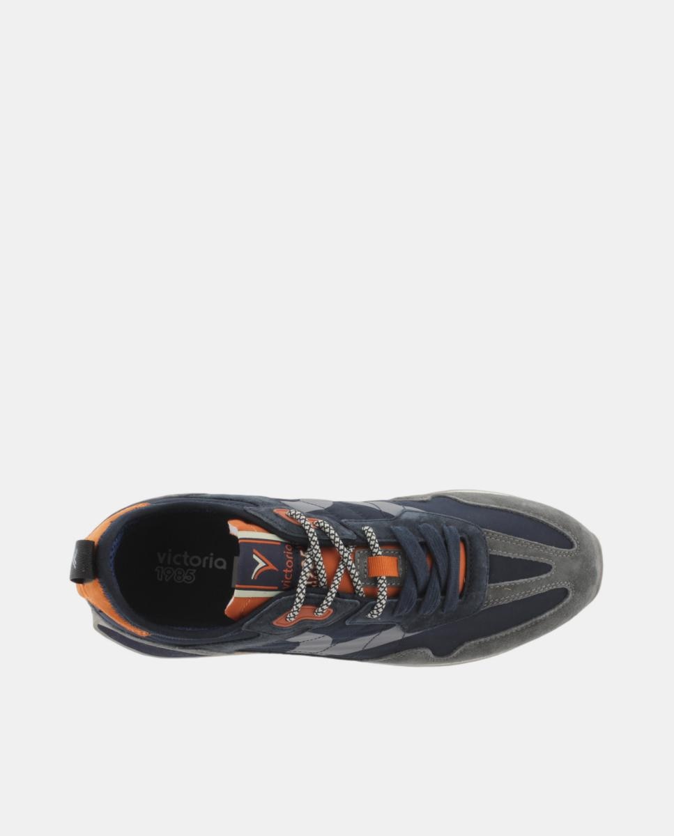 Zapatillas deportivas unisex de nylon con piezas de color y de serraje - Victoria - Azules Azules-4