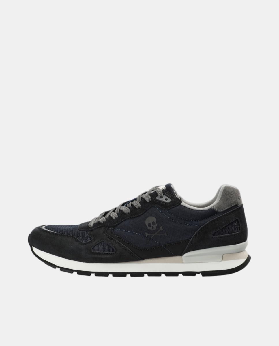 Zapatillas vintage de hombre en ante y malla - Scalpers - Azul marino Azul marino-2