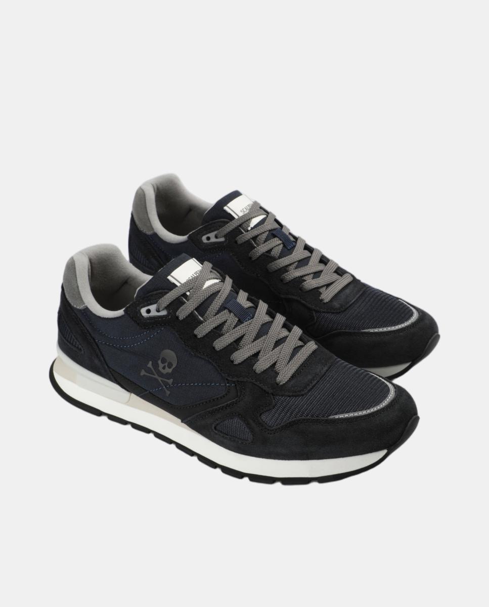 Zapatillas vintage de hombre en ante y malla - Scalpers - Azul marino Azul marino-3