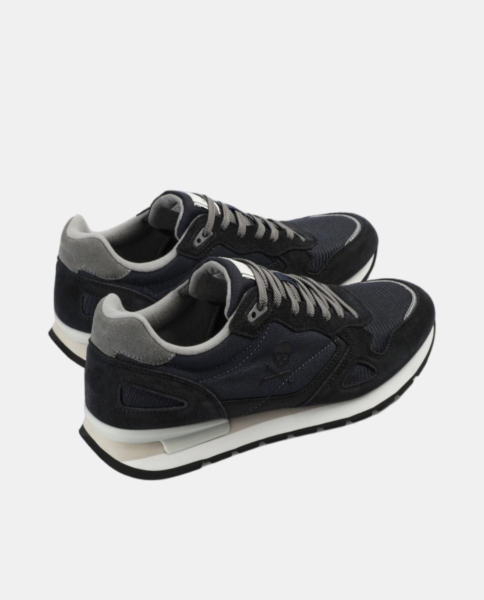Zapatillas vintage de hombre en ante y malla - Scalpers - Azul marino Azul marino-4