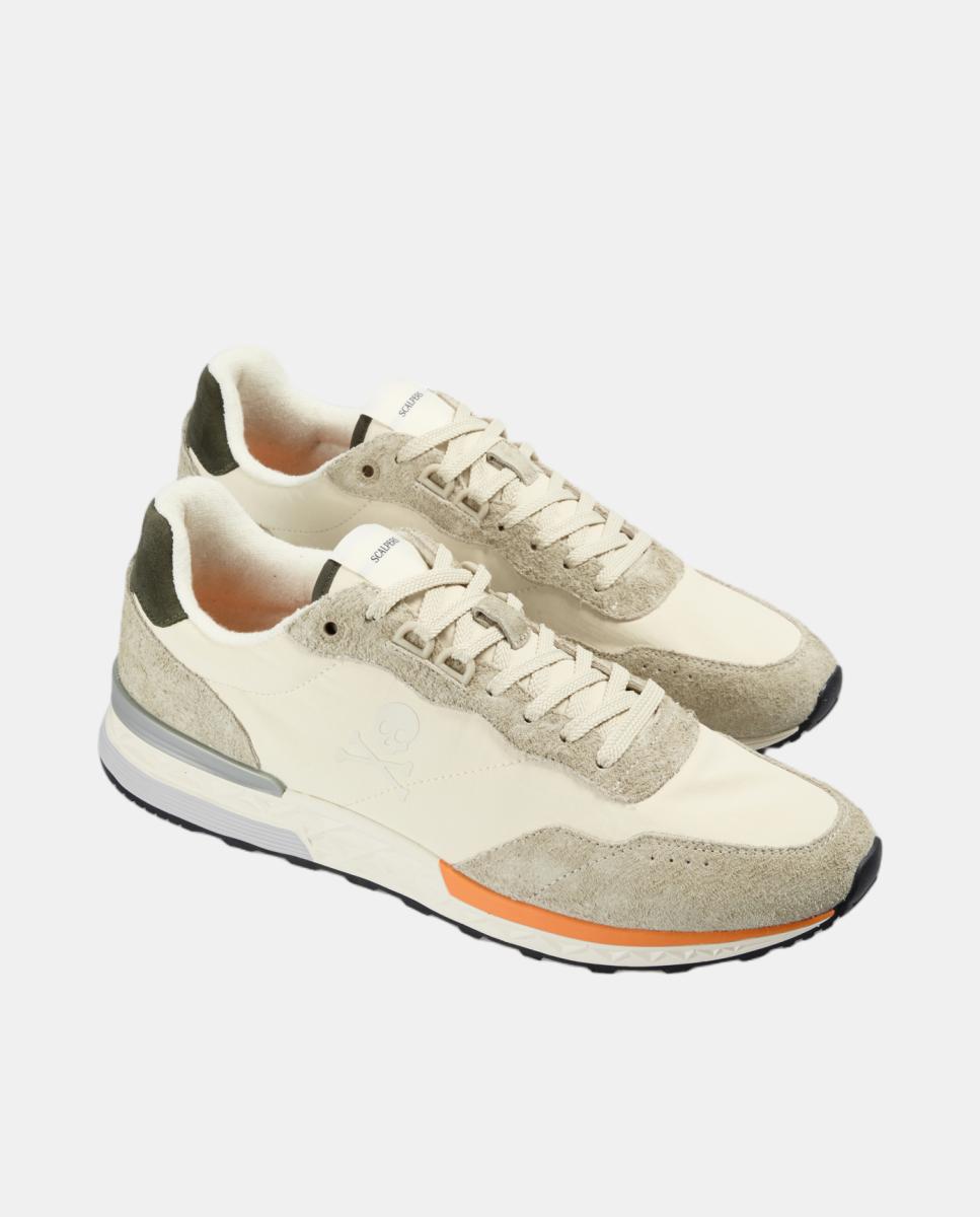 Zapatillas vintage de hombre en ante y nailon - Scalpers - Crema Crema-3