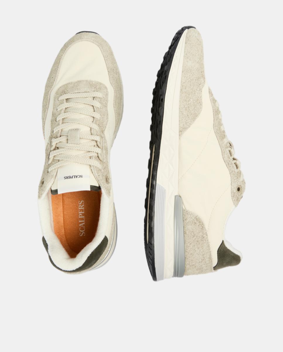 Zapatillas vintage de hombre en ante y nailon - Scalpers - Crema Crema-9