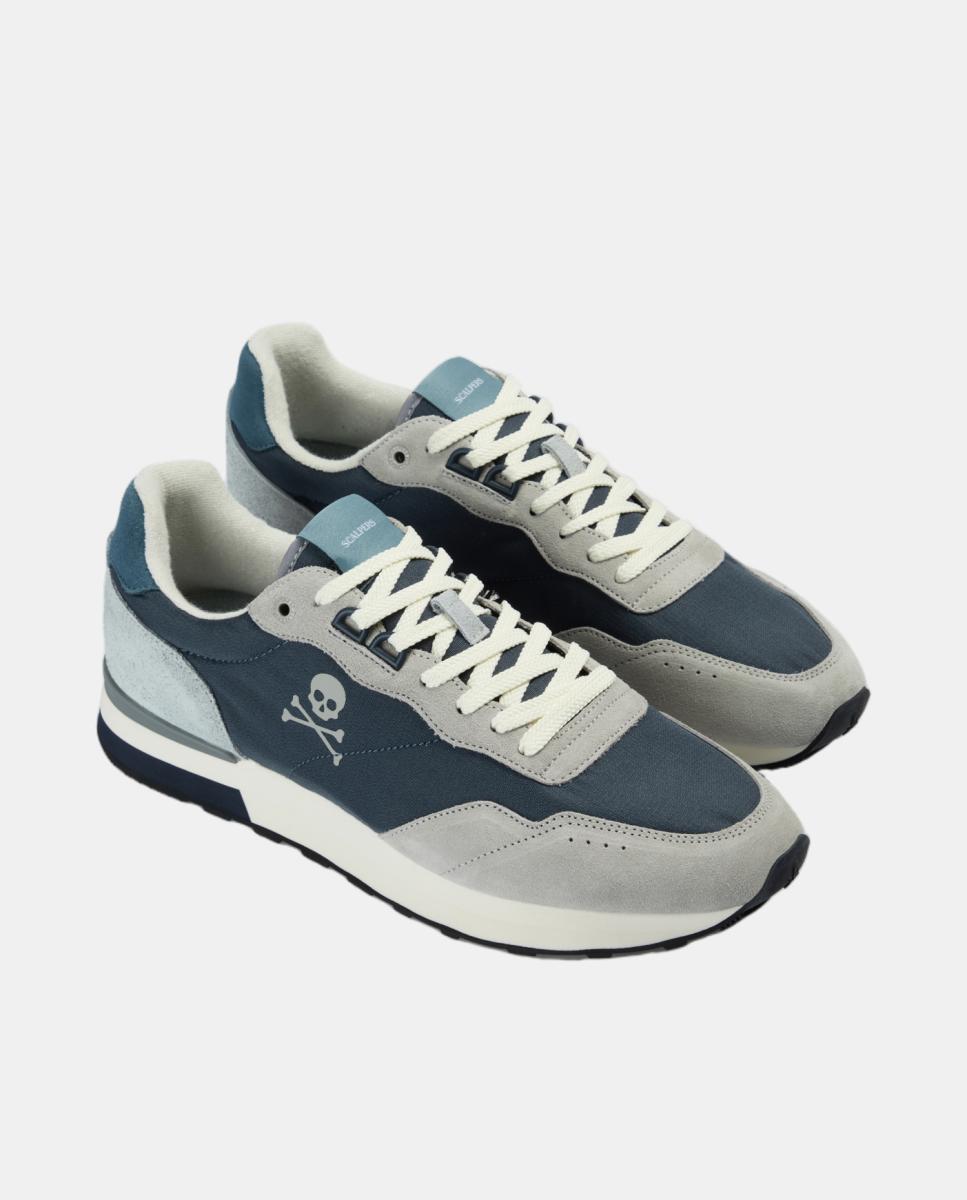 Imagen 2 de Zapatillas vintage de hombre en ante y nailon - Scalpers - Azul marino Azul marino