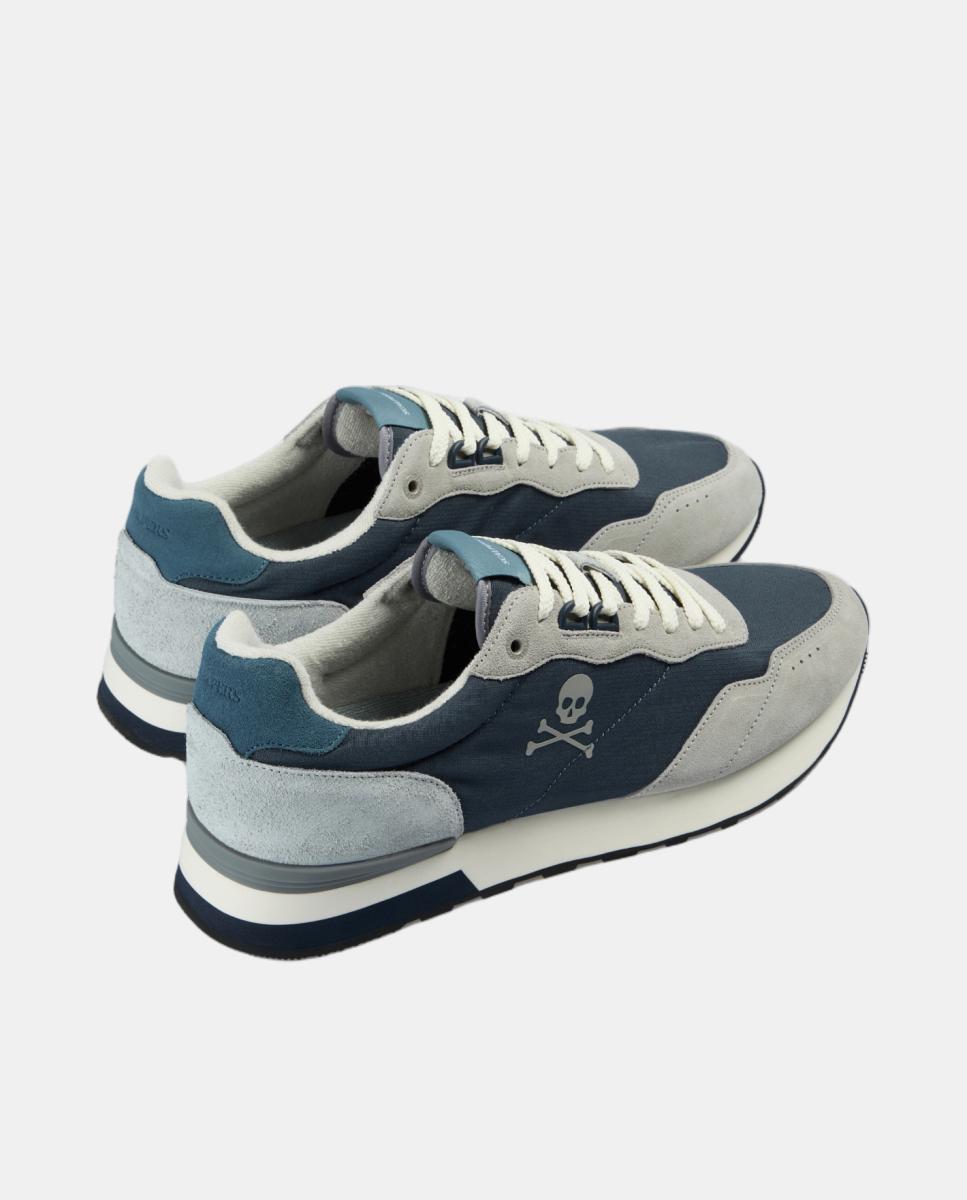 Imagen 3 de Zapatillas vintage de hombre en ante y nailon - Scalpers - Azul marino Azul marino