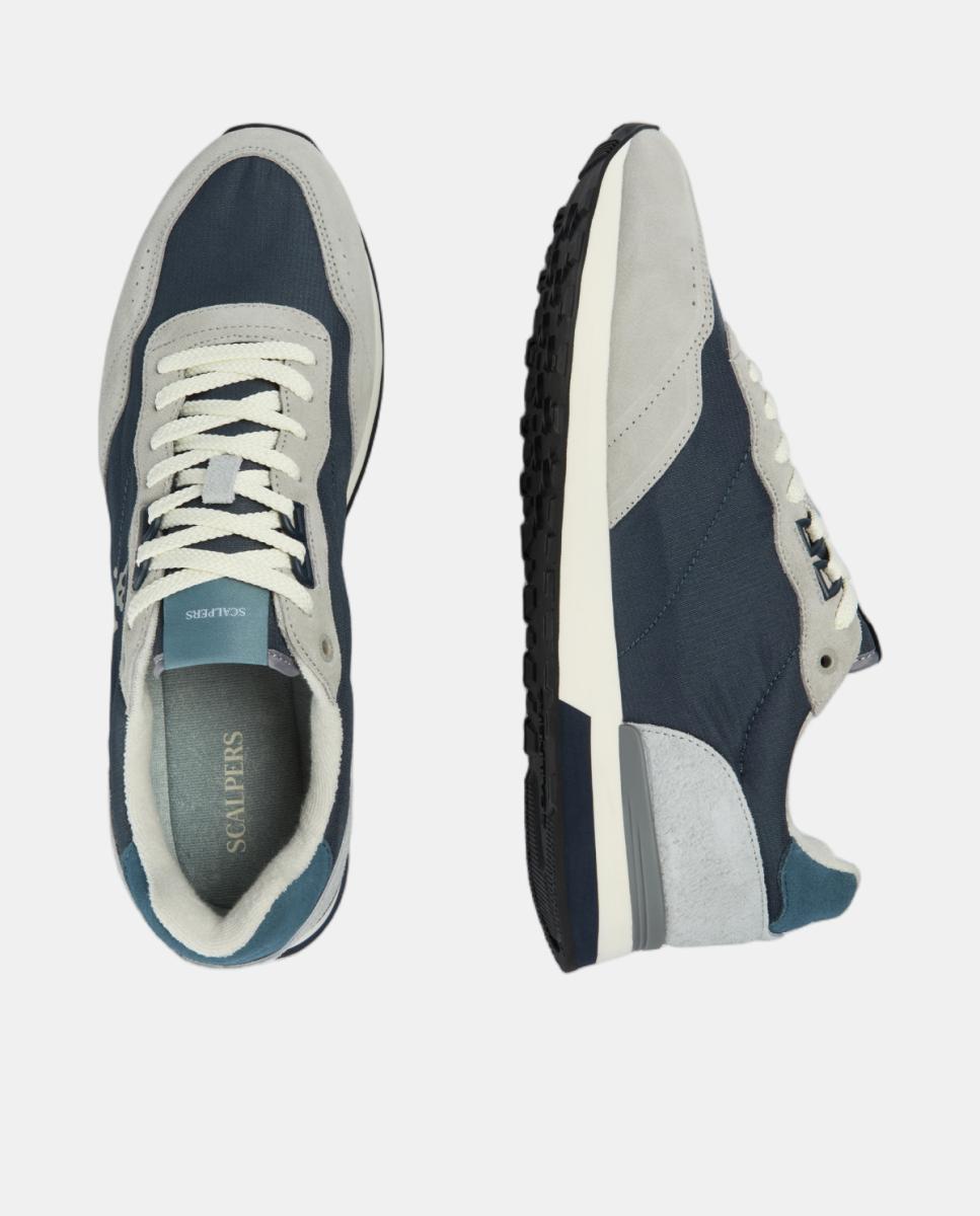 Imagen 8 de Zapatillas vintage de hombre en ante y nailon - Scalpers - Azul marino Azul marino