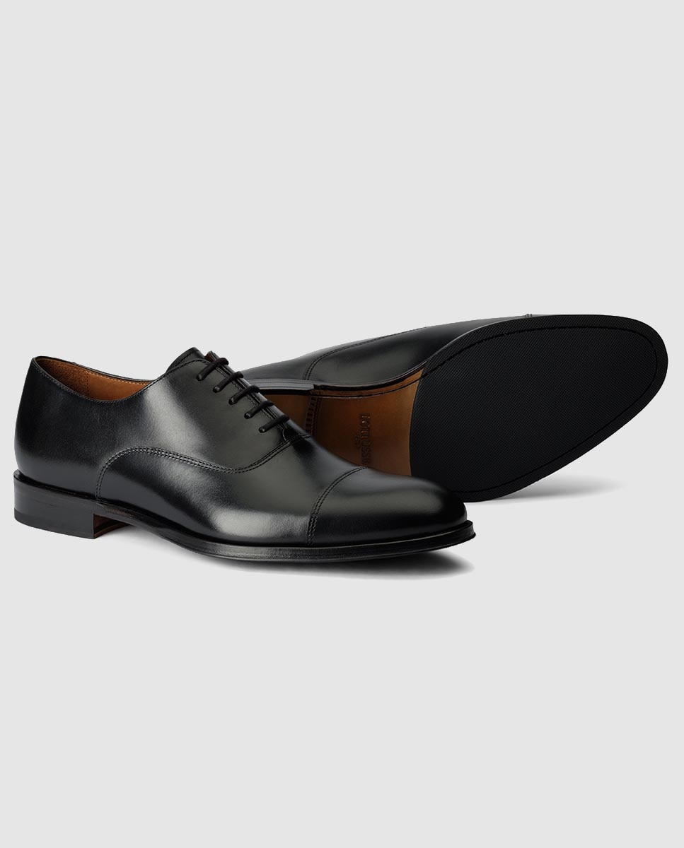Sapatos de cordões de homem Lottusse de pele pretos Preto-2