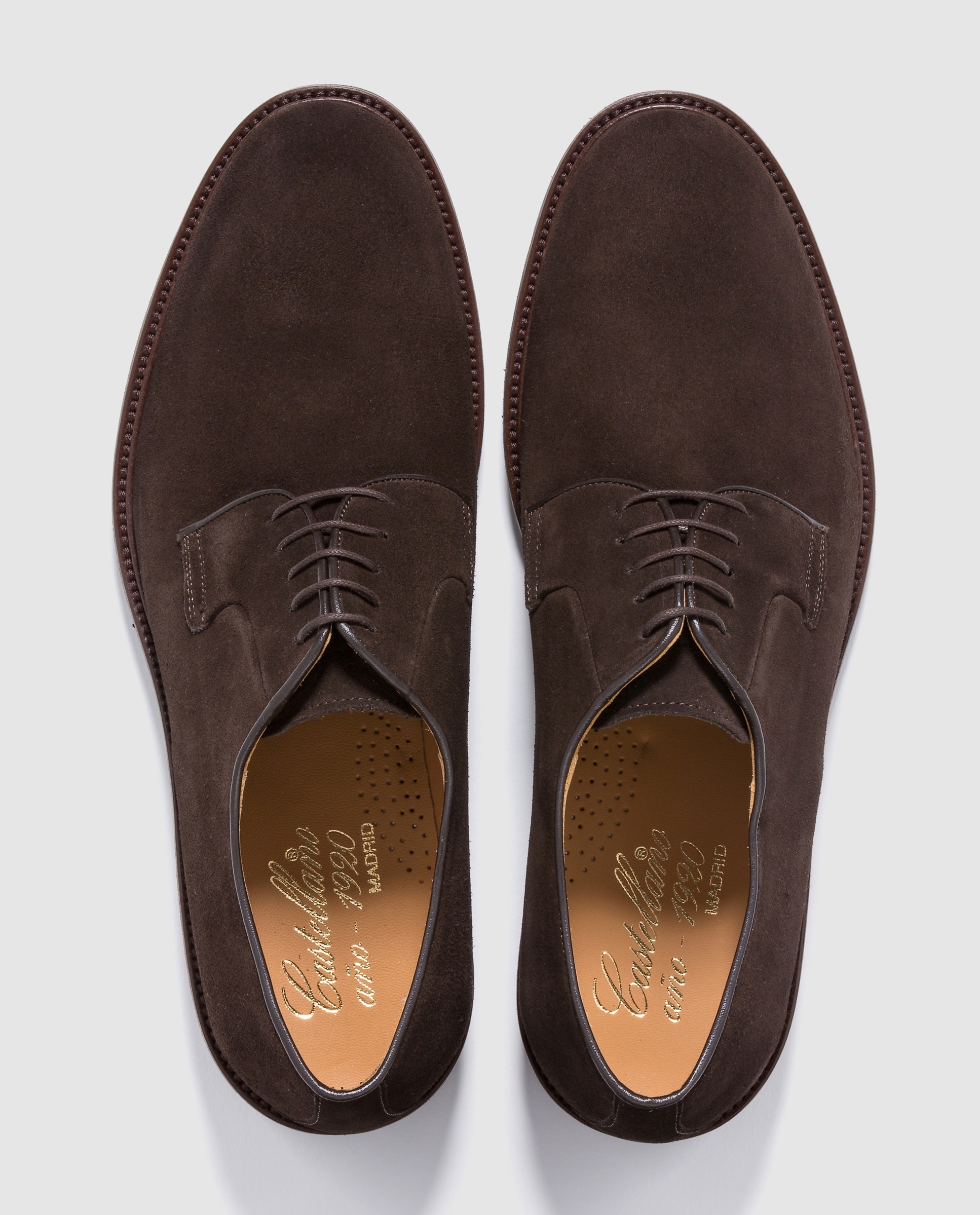 Sapatos clássicos de homem Castellano de camurça castanhos Castanho-4