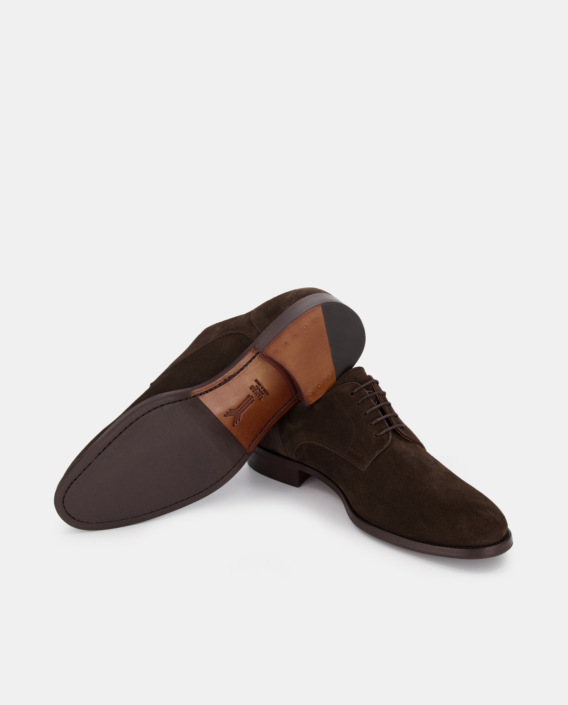 Sapatos de Atacadores com Pala Lisa, Biqueira Redonda e em Pele - Castanho-Escuro Castanho-escuro-2