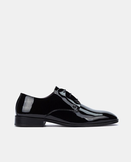 Zapatos de cordones Charlestown de hombre en charol con pala lisa