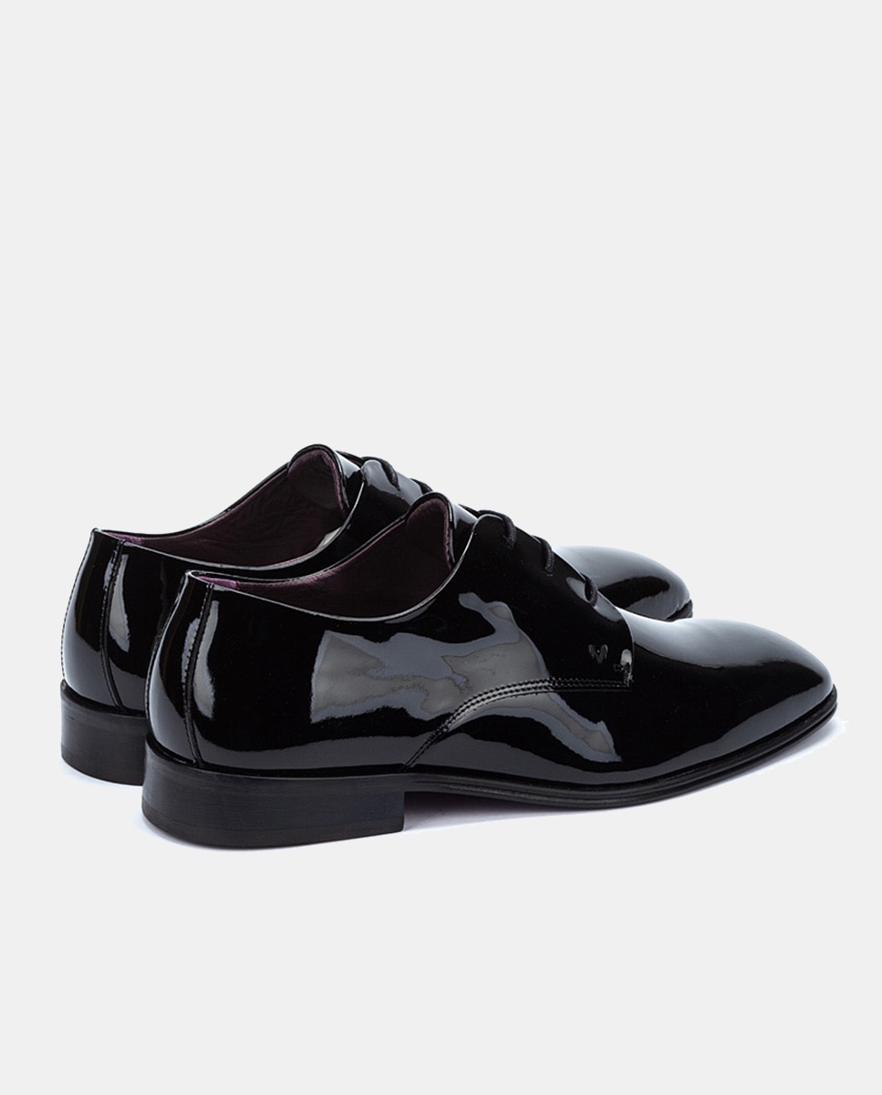 Sapatos de Atacadores Charlestown com Pala Lisa em Verniz Preto-2