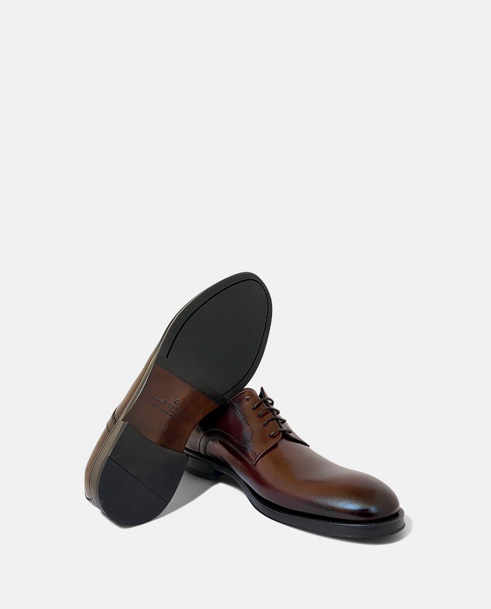 Sapatos Tipo Bluchers em Pele Castanho-3