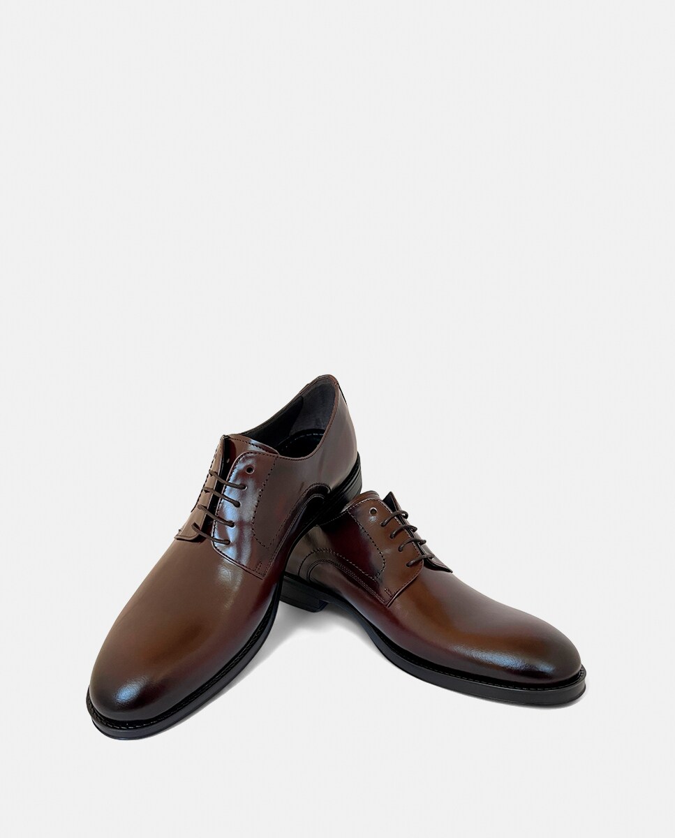 Sapatos Tipo Bluchers em Pele Castanho-4