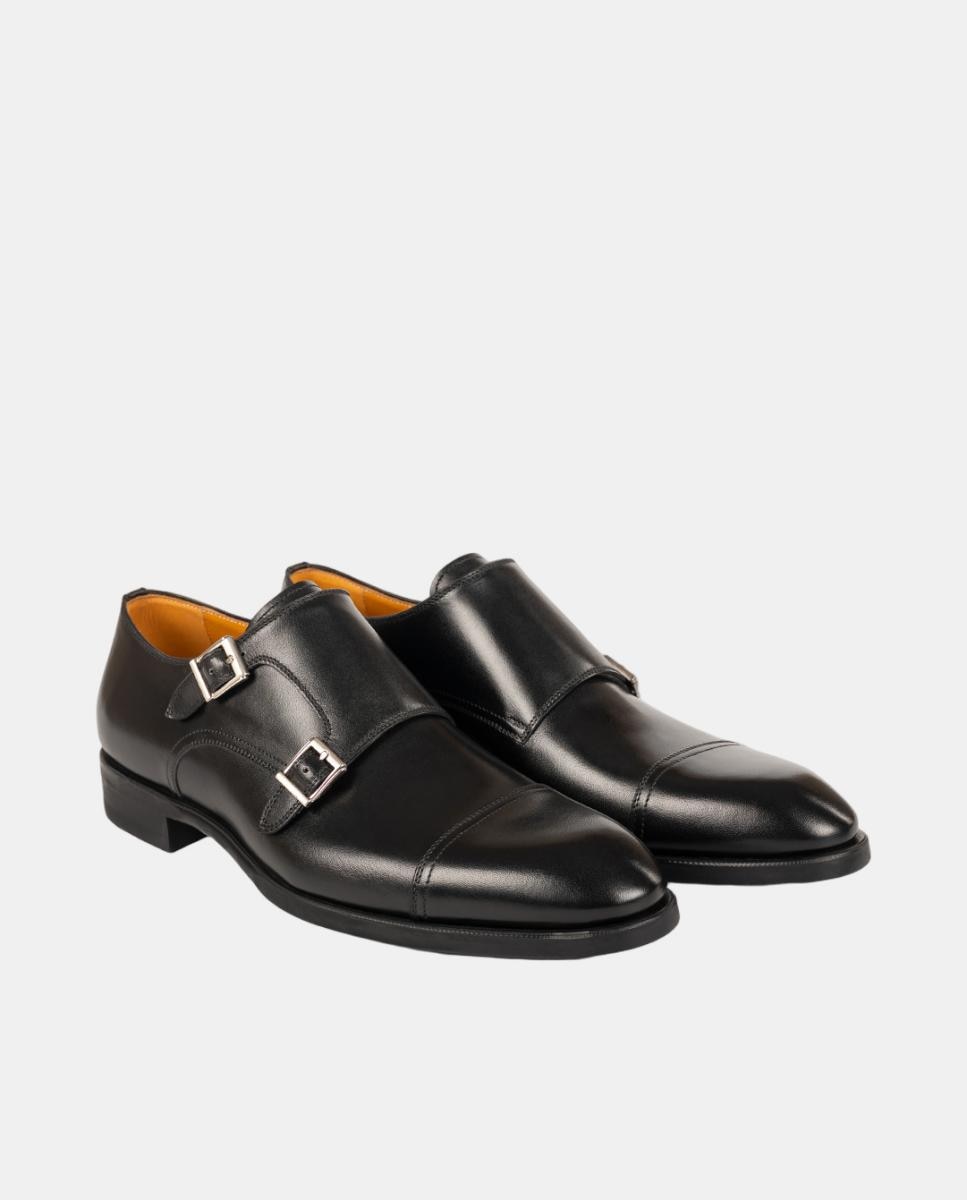 Sapatos Monk, PR em Pele PG Madison Preto-2