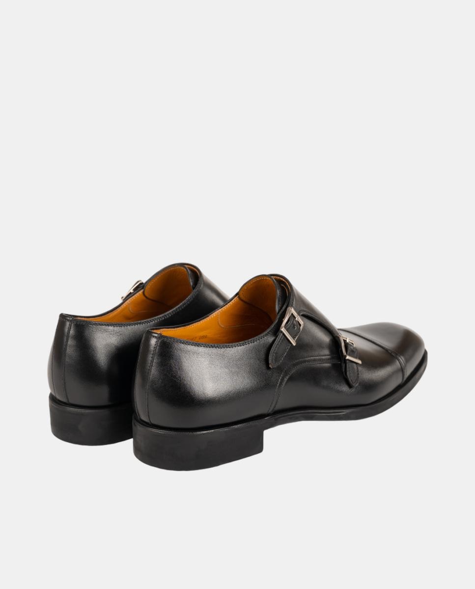 Sapatos Monk, PR em Pele PG Madison Preto-3