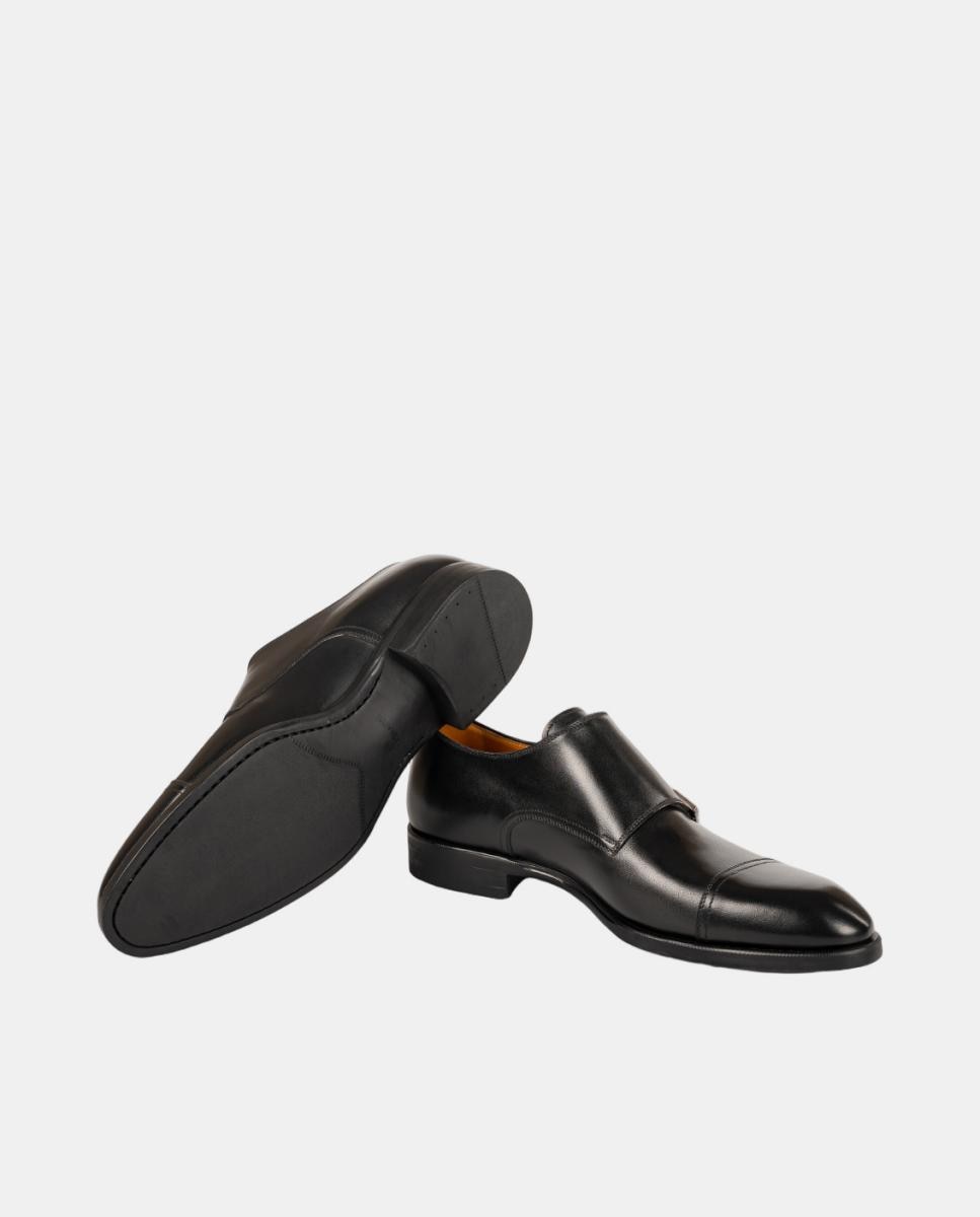 Sapatos Monk, PR em Pele PG Madison Preto-5