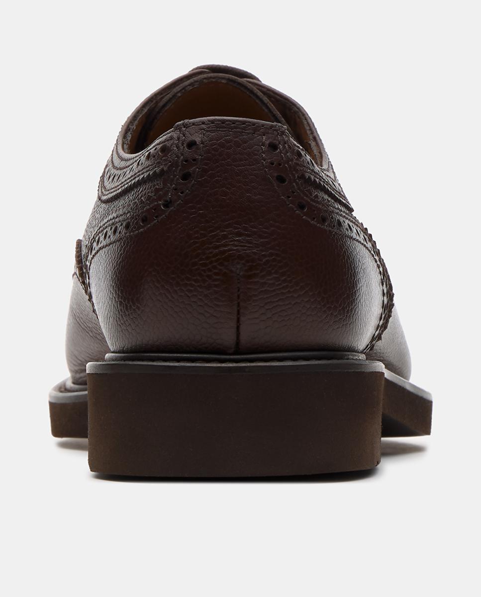 Sapatos Tipo Bluchers em Pele com Pala Vega Moca-3