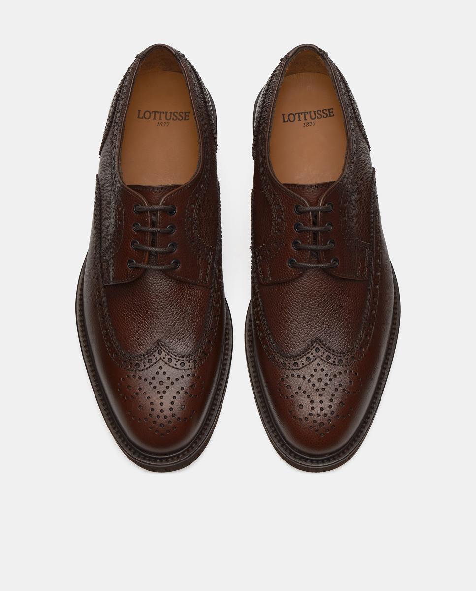 Sapatos Tipo Bluchers em Pele com Pala Vega Moca-4