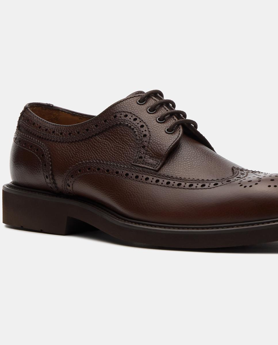 Sapatos Tipo Bluchers em Pele com Pala Vega Moca-6