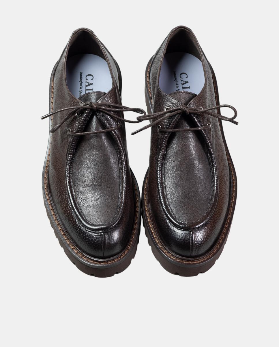 Sapatos wallaby homem pele piso borracha Castanho-chocolate-2