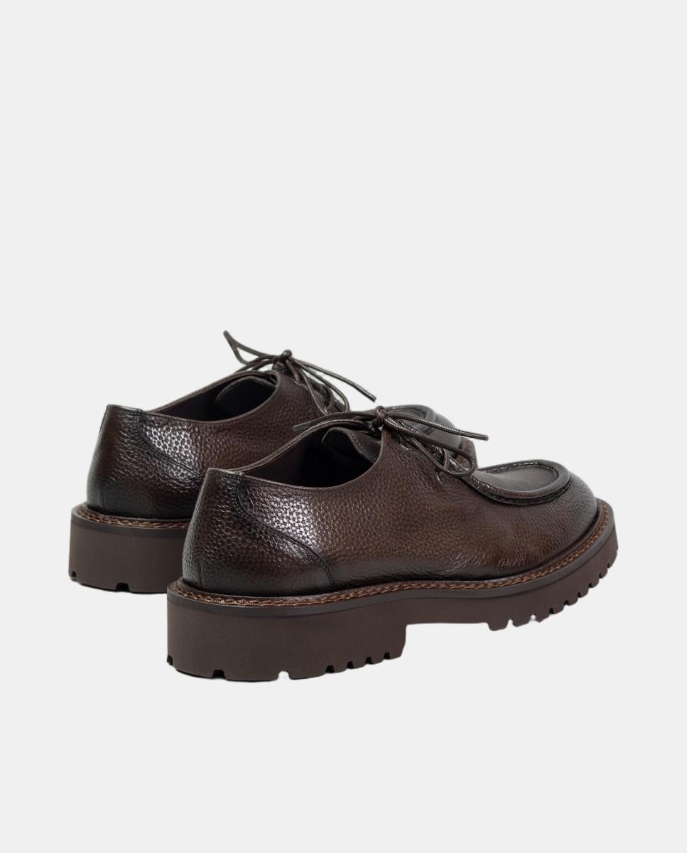 Sapatos wallaby homem pele piso borracha Castanho-chocolate-4