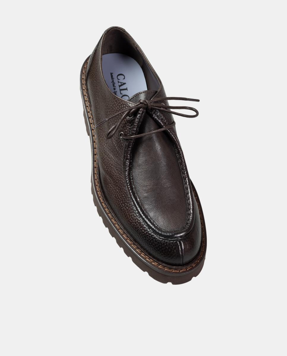 Sapatos wallaby homem pele piso borracha Castanho-chocolate-5