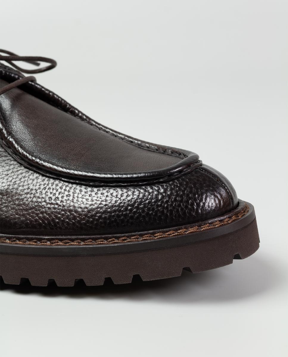 Sapatos wallaby homem pele piso borracha Castanho-chocolate-6