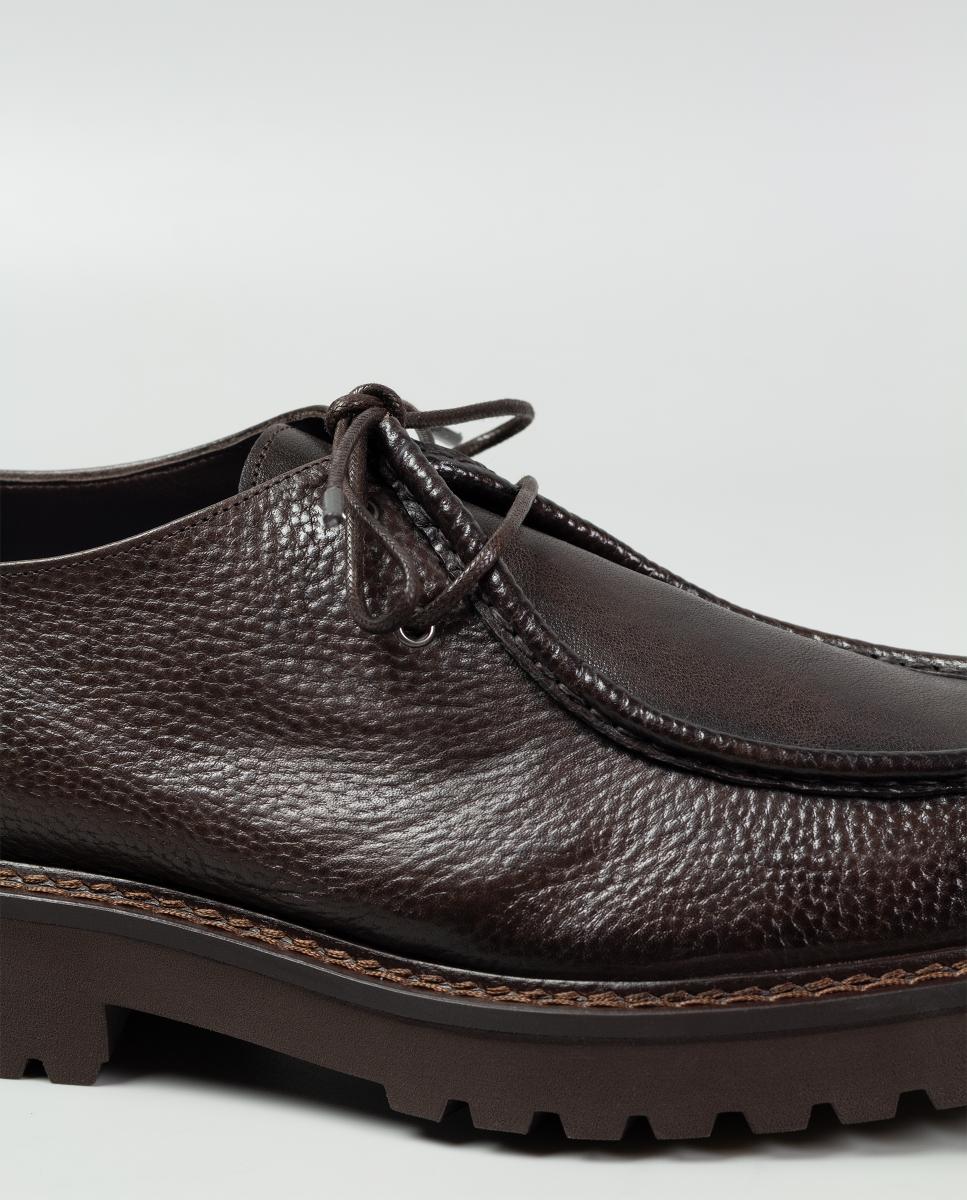 Sapatos wallaby homem pele piso borracha Castanho-chocolate-7