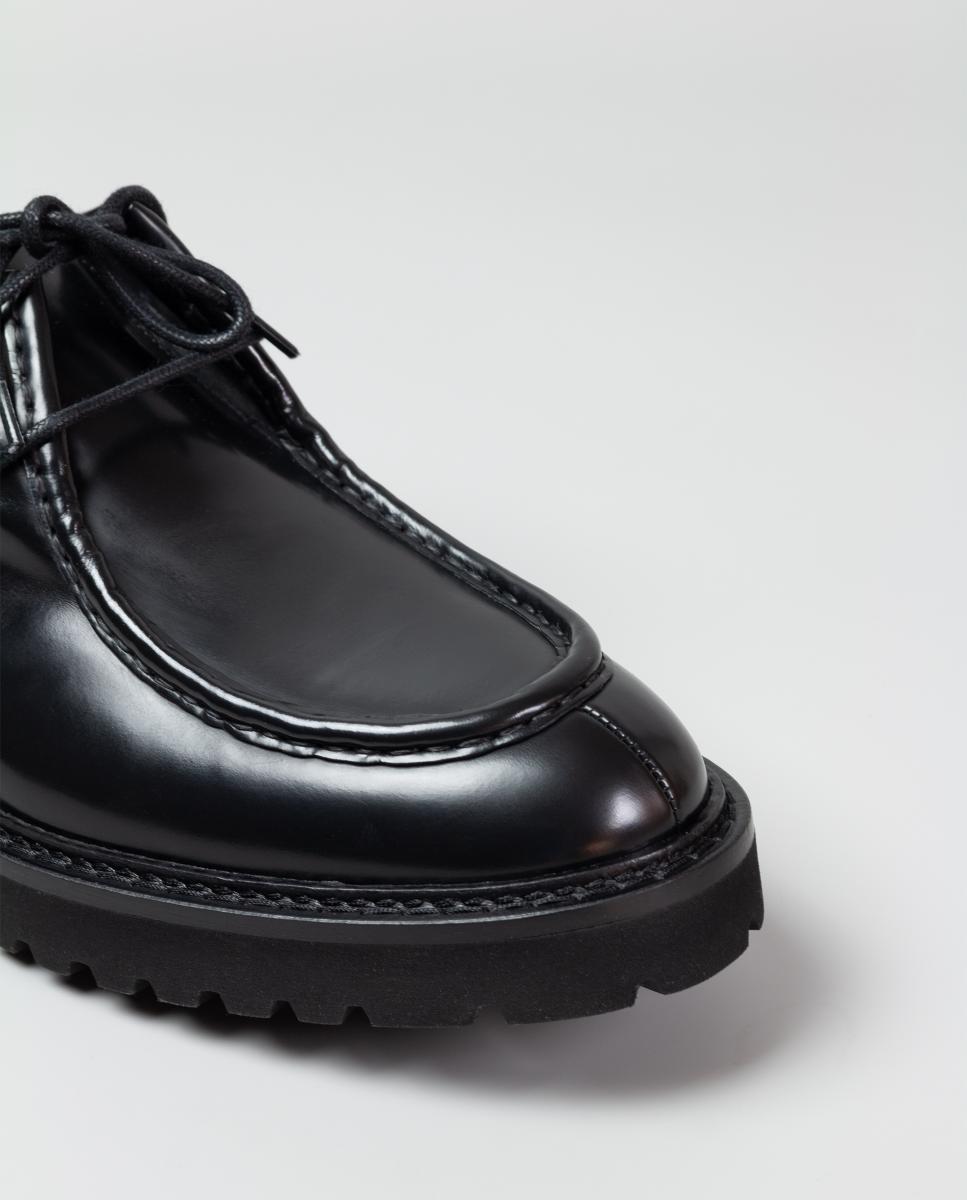 Sapatos wallaby homem pele piso borracha Preto-4