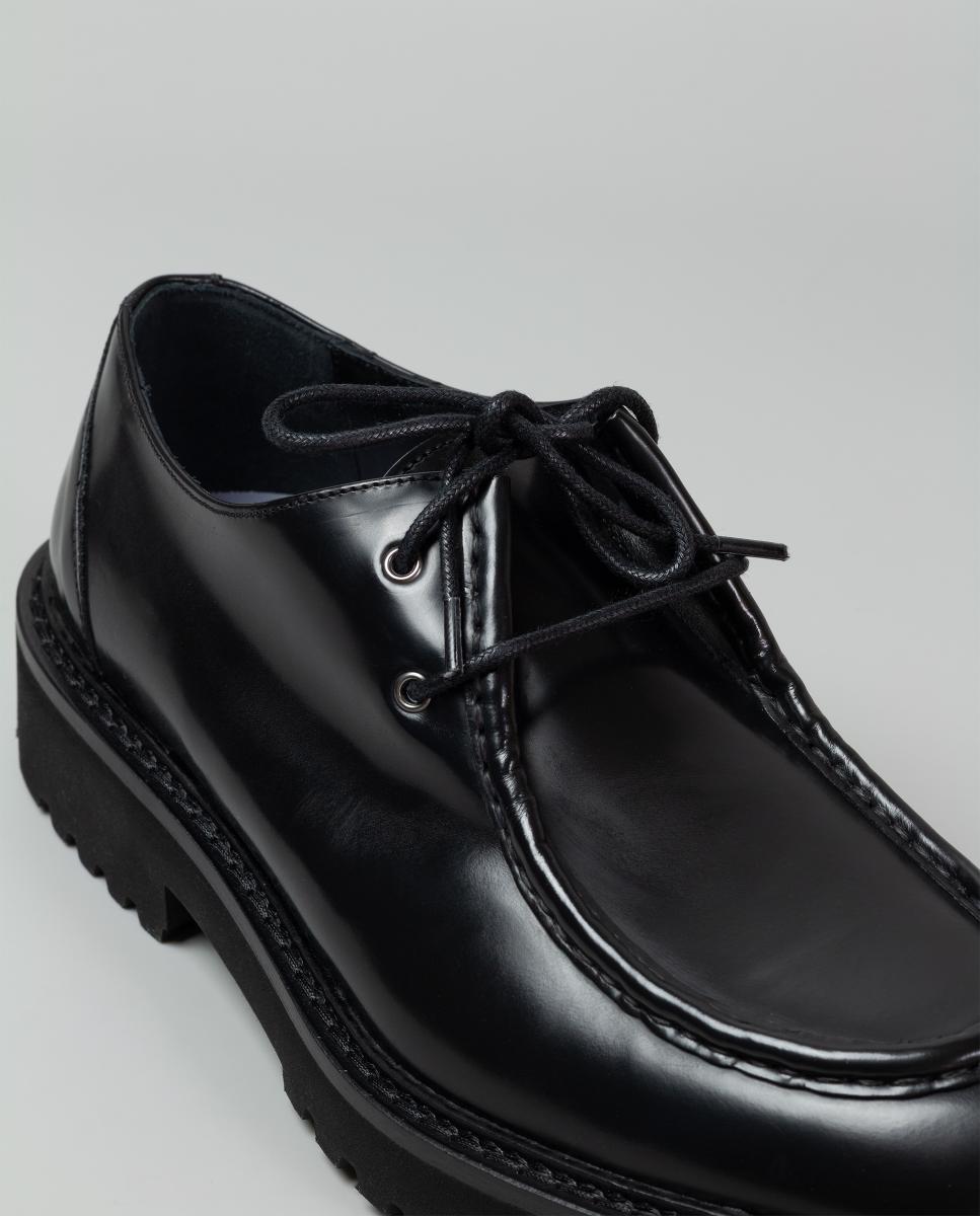 Sapatos wallaby homem pele piso borracha Preto-6