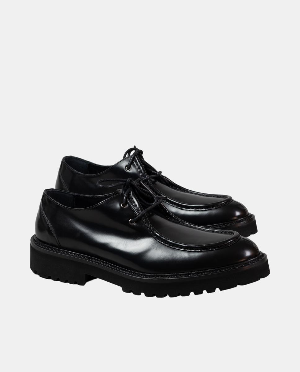 Sapatos wallaby homem pele piso borracha Preto-7