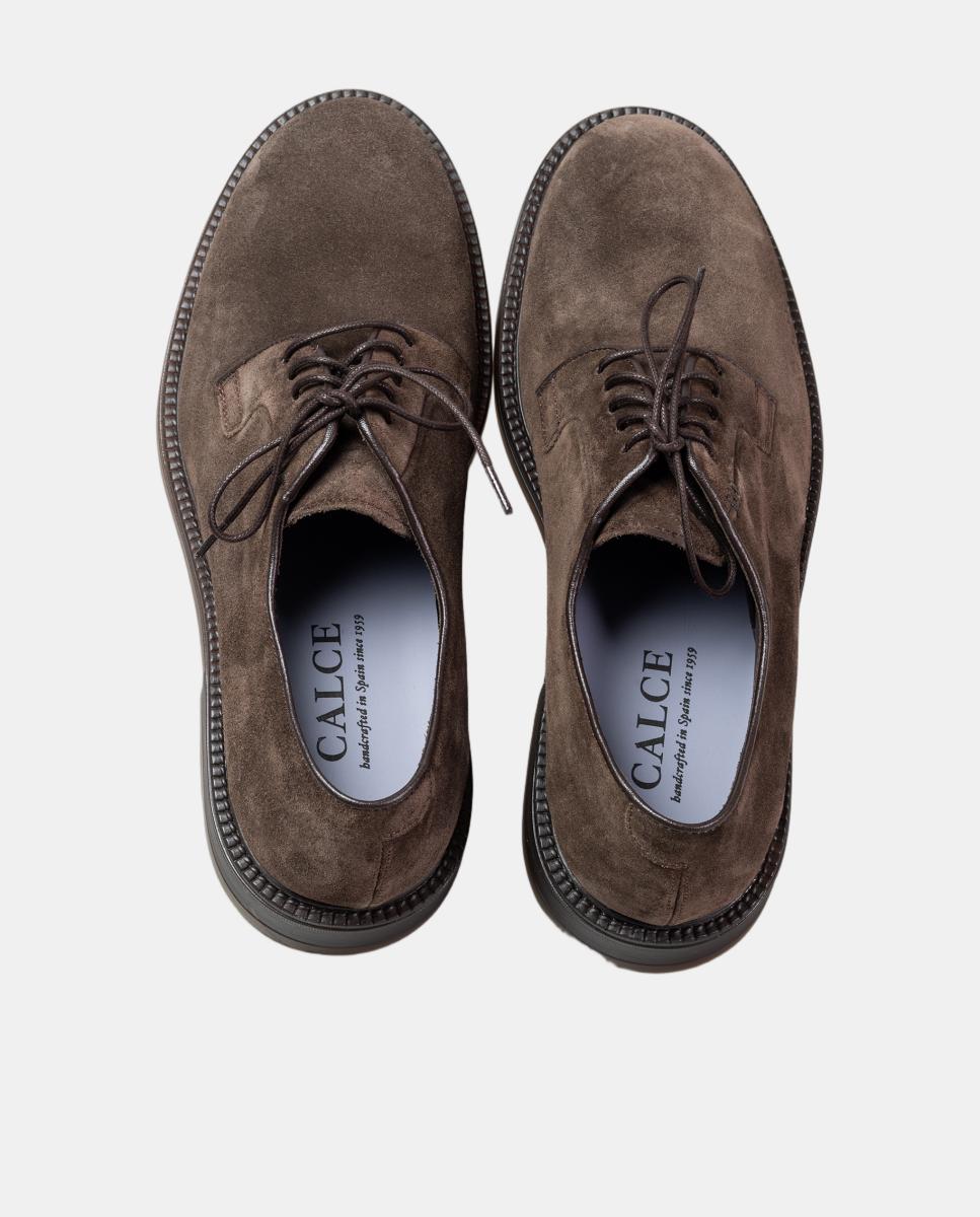 Sapato blucher homem pele piso borracha Castanho-chocolate-4