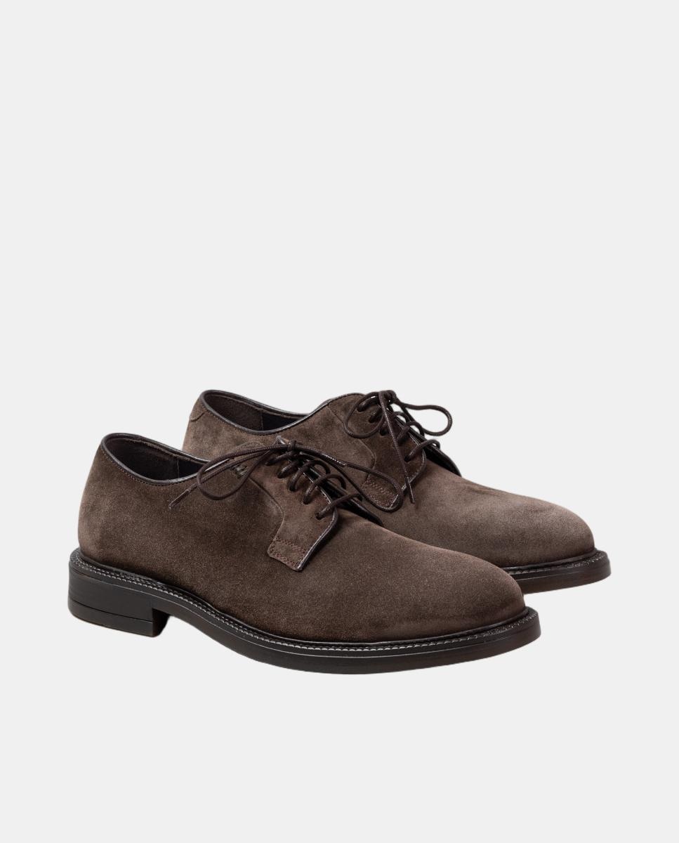 Sapato blucher homem pele piso borracha Castanho-chocolate-5